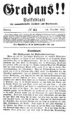 Gradaus mein deutsches Volk!! (Allerneueste Nachrichten oder Münchener Neuigkeits-Kourier) Sonntag 24. Dezember 1848