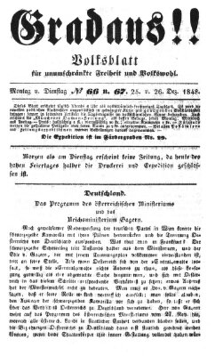 Gradaus mein deutsches Volk!! (Allerneueste Nachrichten oder Münchener Neuigkeits-Kourier) Montag 25. Dezember 1848