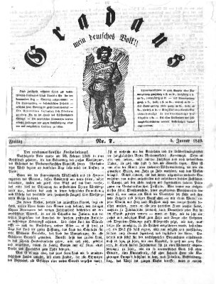 Gradaus mein deutsches Volk!! (Allerneueste Nachrichten oder Münchener Neuigkeits-Kourier) Freitag 5. Januar 1849