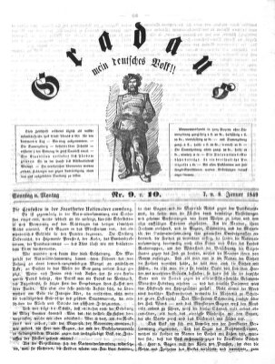 Gradaus mein deutsches Volk!! (Allerneueste Nachrichten oder Münchener Neuigkeits-Kourier) Montag 8. Januar 1849