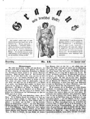 Gradaus mein deutsches Volk!! (Allerneueste Nachrichten oder Münchener Neuigkeits-Kourier) Donnerstag 11. Januar 1849