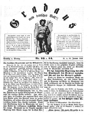 Gradaus mein deutsches Volk!! (Allerneueste Nachrichten oder Münchener Neuigkeits-Kourier) Montag 22. Januar 1849