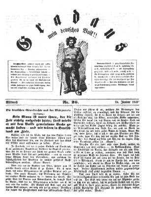 Gradaus mein deutsches Volk!! (Allerneueste Nachrichten oder Münchener Neuigkeits-Kourier) Mittwoch 24. Januar 1849