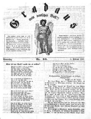 Gradaus mein deutsches Volk!! (Allerneueste Nachrichten oder Münchener Neuigkeits-Kourier) Donnerstag 1. Februar 1849