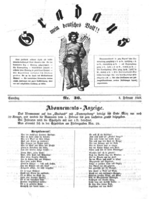 Gradaus mein deutsches Volk!! (Allerneueste Nachrichten oder Münchener Neuigkeits-Kourier) Samstag 3. Februar 1849