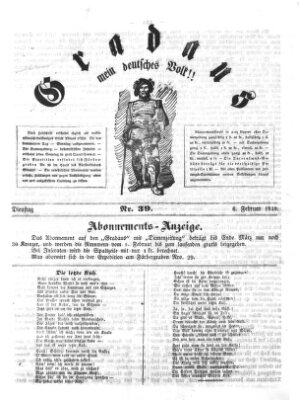 Gradaus mein deutsches Volk!! (Allerneueste Nachrichten oder Münchener Neuigkeits-Kourier) Dienstag 6. Februar 1849