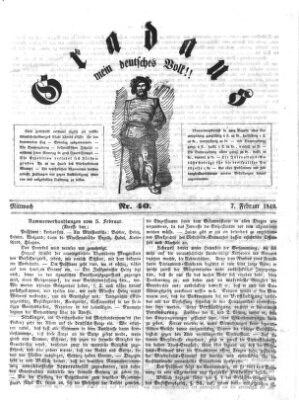 Gradaus mein deutsches Volk!! (Allerneueste Nachrichten oder Münchener Neuigkeits-Kourier) Mittwoch 7. Februar 1849