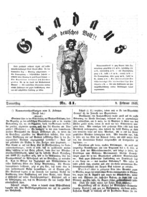 Gradaus mein deutsches Volk!! (Allerneueste Nachrichten oder Münchener Neuigkeits-Kourier) Donnerstag 8. Februar 1849