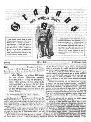 Gradaus mein deutsches Volk!! (Allerneueste Nachrichten oder Münchener Neuigkeits-Kourier) Freitag 9. Februar 1849