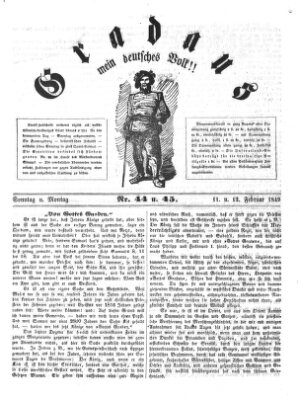 Gradaus mein deutsches Volk!! (Allerneueste Nachrichten oder Münchener Neuigkeits-Kourier) Montag 12. Februar 1849