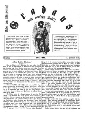 Gradaus mein deutsches Volk!! (Allerneueste Nachrichten oder Münchener Neuigkeits-Kourier) Dienstag 13. Februar 1849