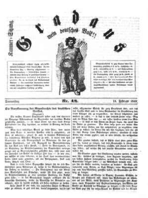 Gradaus mein deutsches Volk!! (Allerneueste Nachrichten oder Münchener Neuigkeits-Kourier) Donnerstag 15. Februar 1849