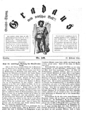 Gradaus mein deutsches Volk!! (Allerneueste Nachrichten oder Münchener Neuigkeits-Kourier) Samstag 17. Februar 1849