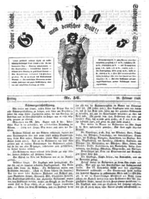 Gradaus mein deutsches Volk!! (Allerneueste Nachrichten oder Münchener Neuigkeits-Kourier) Freitag 23. Februar 1849