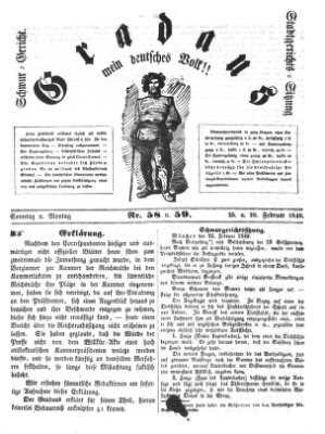 Gradaus mein deutsches Volk!! (Allerneueste Nachrichten oder Münchener Neuigkeits-Kourier) Sonntag 25. Februar 1849