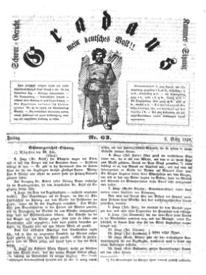 Gradaus mein deutsches Volk!! (Allerneueste Nachrichten oder Münchener Neuigkeits-Kourier) Freitag 2. März 1849