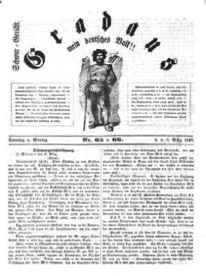 Gradaus mein deutsches Volk!! (Allerneueste Nachrichten oder Münchener Neuigkeits-Kourier) Sonntag 4. März 1849