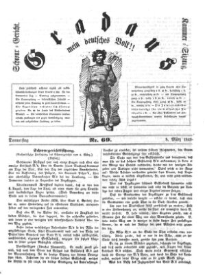 Gradaus mein deutsches Volk!! (Allerneueste Nachrichten oder Münchener Neuigkeits-Kourier) Donnerstag 8. März 1849