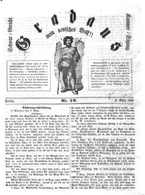 Gradaus mein deutsches Volk!! (Allerneueste Nachrichten oder Münchener Neuigkeits-Kourier) Freitag 9. März 1849