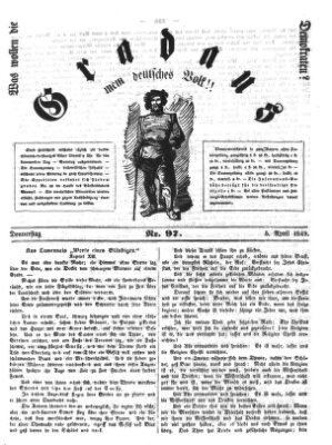 Gradaus mein deutsches Volk!! (Allerneueste Nachrichten oder Münchener Neuigkeits-Kourier) Donnerstag 5. April 1849