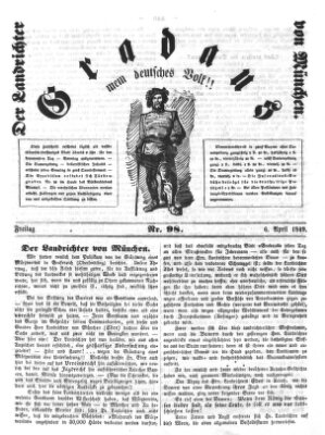 Gradaus mein deutsches Volk!! (Allerneueste Nachrichten oder Münchener Neuigkeits-Kourier) Freitag 6. April 1849