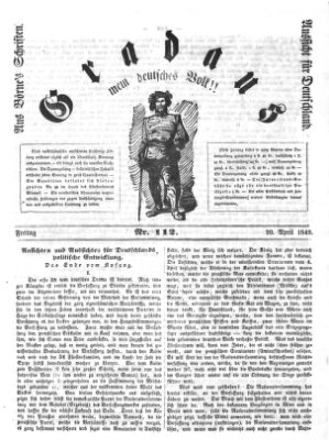 Gradaus mein deutsches Volk!! (Allerneueste Nachrichten oder Münchener Neuigkeits-Kourier) Freitag 20. April 1849
