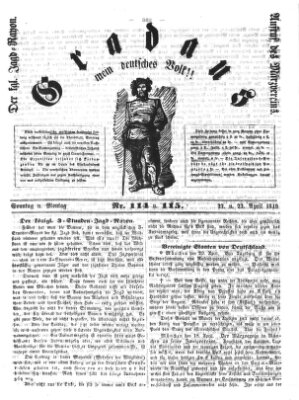 Gradaus mein deutsches Volk!! (Allerneueste Nachrichten oder Münchener Neuigkeits-Kourier) Montag 23. April 1849