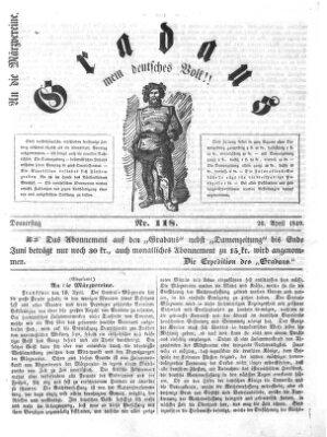 Gradaus mein deutsches Volk!! (Allerneueste Nachrichten oder Münchener Neuigkeits-Kourier) Donnerstag 26. April 1849