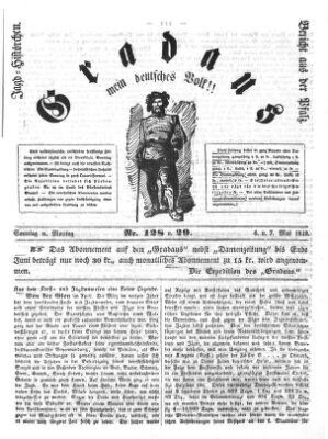 Gradaus mein deutsches Volk!! (Allerneueste Nachrichten oder Münchener Neuigkeits-Kourier) Sonntag 6. Mai 1849