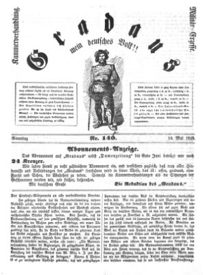 Gradaus mein deutsches Volk!! (Allerneueste Nachrichten oder Münchener Neuigkeits-Kourier) Samstag 19. Mai 1849