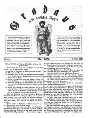 Gradaus mein deutsches Volk!! (Allerneueste Nachrichten oder Münchener Neuigkeits-Kourier) Samstag 2. Juni 1849