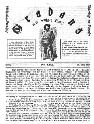 Gradaus mein deutsches Volk!! (Allerneueste Nachrichten oder Münchener Neuigkeits-Kourier) Mittwoch 27. Juni 1849