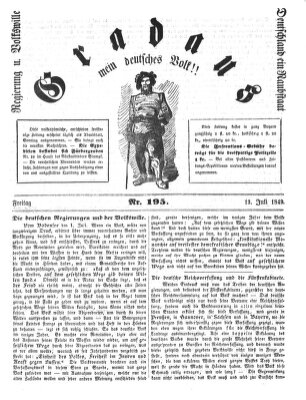 Gradaus mein deutsches Volk!! (Allerneueste Nachrichten oder Münchener Neuigkeits-Kourier) Freitag 13. Juli 1849