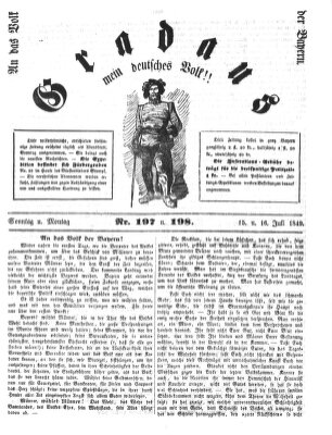 Gradaus mein deutsches Volk!! (Allerneueste Nachrichten oder Münchener Neuigkeits-Kourier) Montag 16. Juli 1849