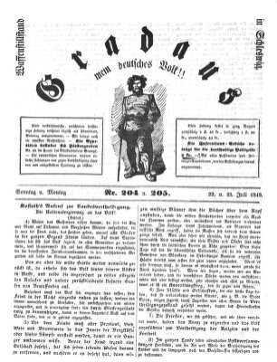 Gradaus mein deutsches Volk!! (Allerneueste Nachrichten oder Münchener Neuigkeits-Kourier) Sonntag 22. Juli 1849