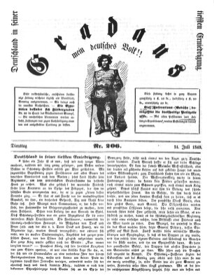 Gradaus mein deutsches Volk!! (Allerneueste Nachrichten oder Münchener Neuigkeits-Kourier) Dienstag 24. Juli 1849