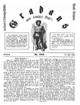 Gradaus mein deutsches Volk!! (Allerneueste Nachrichten oder Münchener Neuigkeits-Kourier) Mittwoch 25. Juli 1849