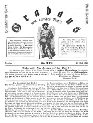 Gradaus mein deutsches Volk!! (Allerneueste Nachrichten oder Münchener Neuigkeits-Kourier) Samstag 28. Juli 1849