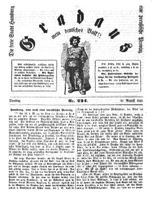 Gradaus mein deutsches Volk!! (Allerneueste Nachrichten oder Münchener Neuigkeits-Kourier) Dienstag 21. August 1849