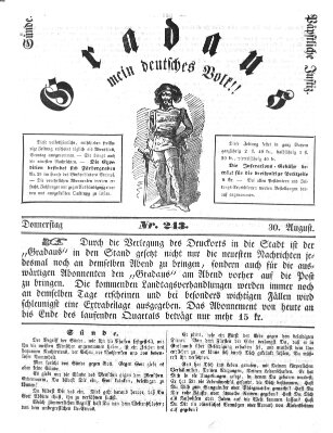 Gradaus mein deutsches Volk!! (Allerneueste Nachrichten oder Münchener Neuigkeits-Kourier) Donnerstag 30. August 1849