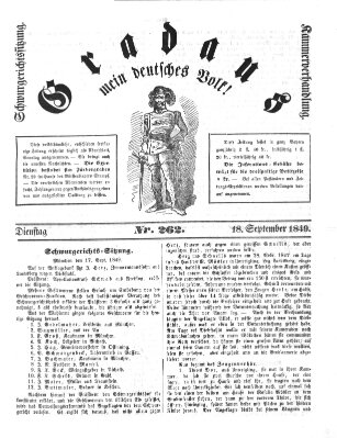 Gradaus mein deutsches Volk!! (Allerneueste Nachrichten oder Münchener Neuigkeits-Kourier) Dienstag 18. September 1849