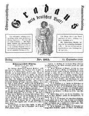 Gradaus mein deutsches Volk!! (Allerneueste Nachrichten oder Münchener Neuigkeits-Kourier) Freitag 21. September 1849