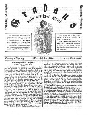 Gradaus mein deutsches Volk!! (Allerneueste Nachrichten oder Münchener Neuigkeits-Kourier) Sonntag 23. September 1849