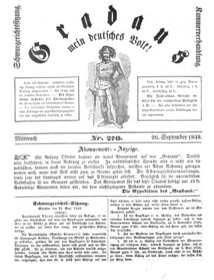 Gradaus mein deutsches Volk!! (Allerneueste Nachrichten oder Münchener Neuigkeits-Kourier) Mittwoch 26. September 1849