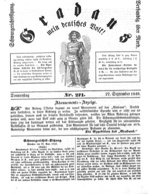 Gradaus mein deutsches Volk!! (Allerneueste Nachrichten oder Münchener Neuigkeits-Kourier) Donnerstag 27. September 1849