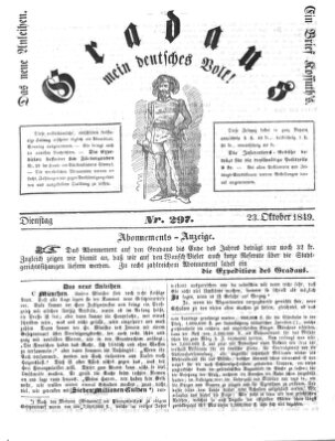 Gradaus mein deutsches Volk!! (Allerneueste Nachrichten oder Münchener Neuigkeits-Kourier) Dienstag 23. Oktober 1849