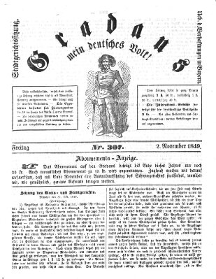 Gradaus mein deutsches Volk!! (Allerneueste Nachrichten oder Münchener Neuigkeits-Kourier) Freitag 2. November 1849