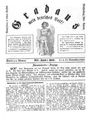 Gradaus mein deutsches Volk!! (Allerneueste Nachrichten oder Münchener Neuigkeits-Kourier) Montag 12. November 1849