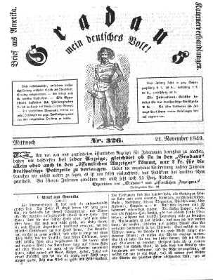 Gradaus mein deutsches Volk!! (Allerneueste Nachrichten oder Münchener Neuigkeits-Kourier) Mittwoch 21. November 1849