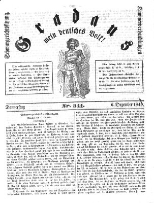 Gradaus mein deutsches Volk!! (Allerneueste Nachrichten oder Münchener Neuigkeits-Kourier) Donnerstag 6. Dezember 1849